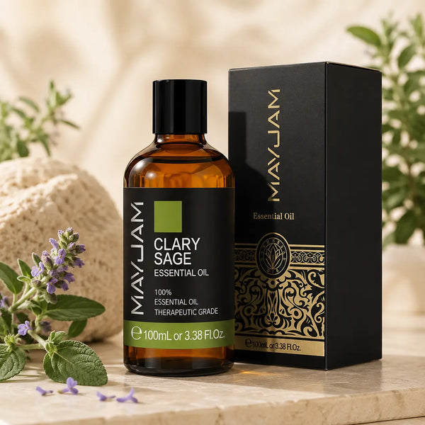 Muskotályzsálya illóolaj 100 ml elegáns díszdobozban, borostyánszínű üvegben.