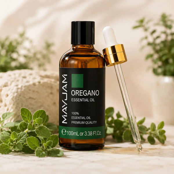 Oregánó illóolaj 100 ml borostyánszínű üvegben üveg pipettával.
