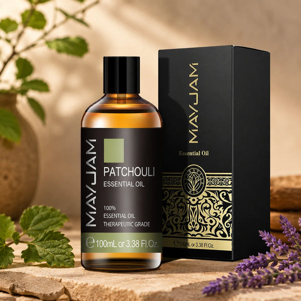 Pacsuli illóolaj 100 ml prémium barna üvegben fekete díszdobozzal